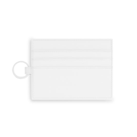 Card Holder — Anime White Floral Saffiano Leather Cardholder with 'Love You, My King' Script