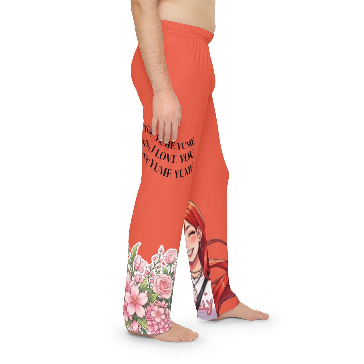 Anime Floral Pajama Pants — "Yume" Red Lounge Trousers