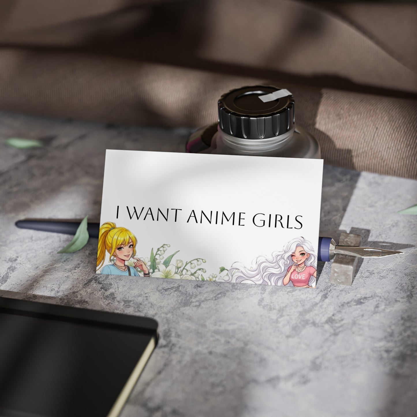 Business Cards — "I Want Anime Girls" Decorative Networking Cards for Anime Fans