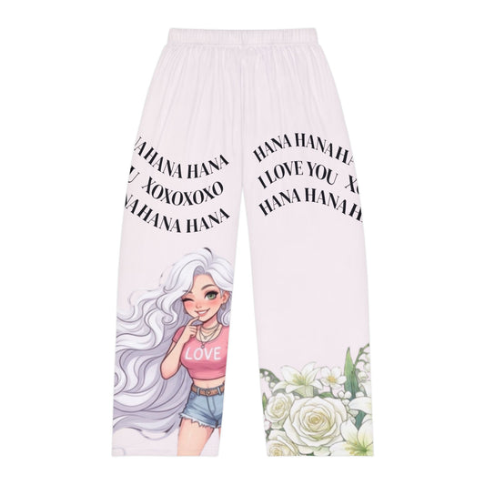 Hana “I Love You” Floral Lounge Pants — Women's Cozy Pajama Trousers