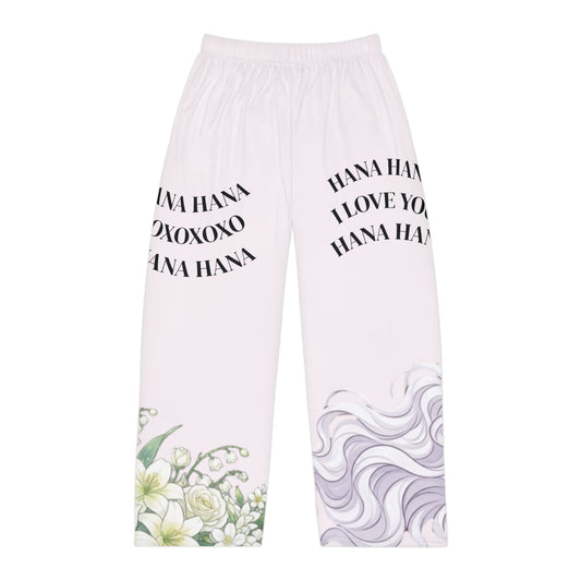Hana “I Love You” Floral Lounge Pants — Women's Cozy Pajama Trousers